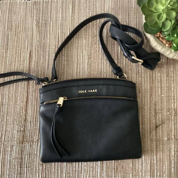Cole Haan Black Leather Small Pebell Crossbody Purse - Picture 2 of 3
